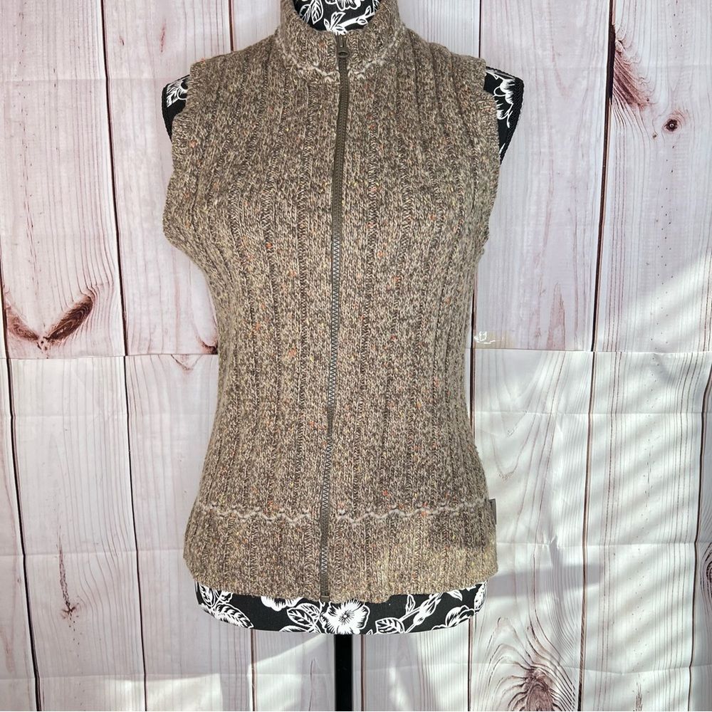 Woolrich Ramie Wool Blend Hickory Heather Sleeveless Vest Full Zip